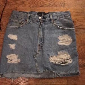 ripped denim skirt